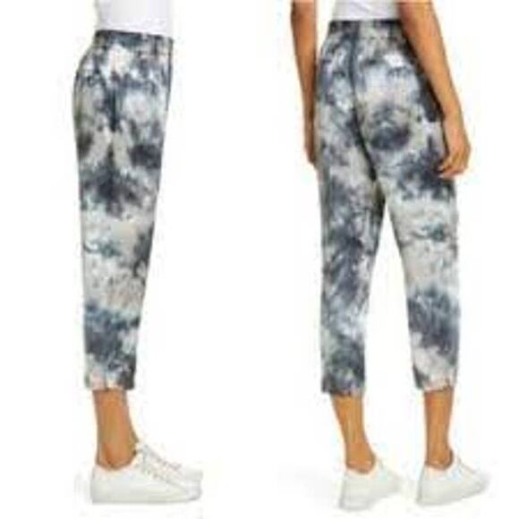 ATM NWT Charmeuse Tie Dye 100% Silk Crop Pants Size M Elastic Waist Pull-On - Picture 2 of 10